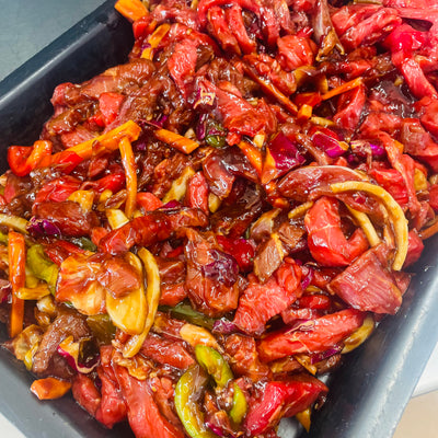 Beef stir fry in Hickory BBQ (per kg)