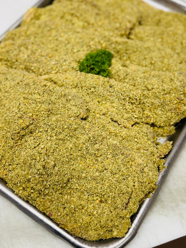 Lamb Schnitzel in Parmesan, Garlic and Parsley (per kg)