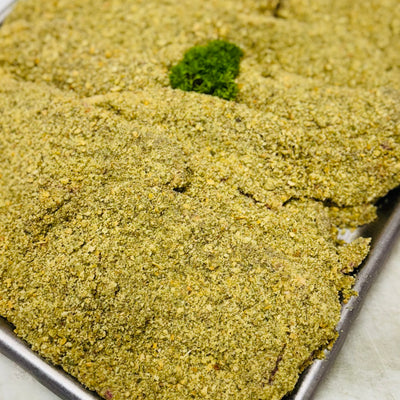 Lamb Schnitzel in Parmesan, Garlic and Parsley (per kg)